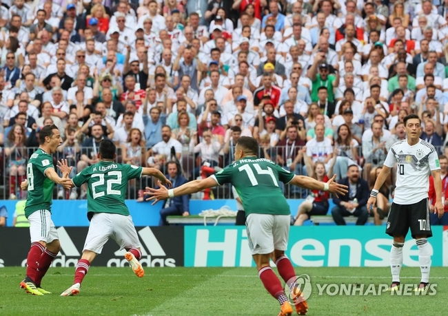 멕시코, 우승 후보 독일 1-0 제압… 전반 35분 로사노 득점
