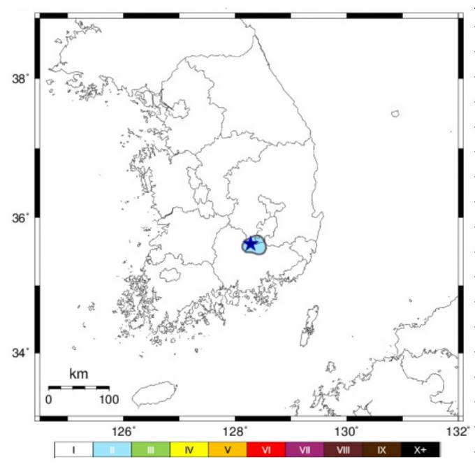 합천 동북동쪽 11㎞ 지점서 규모 2.2 지진